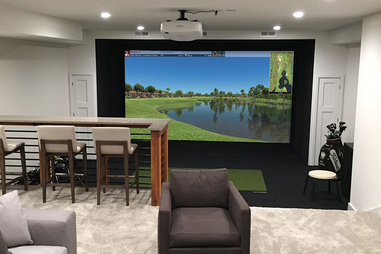 Residential installation of golf simulator